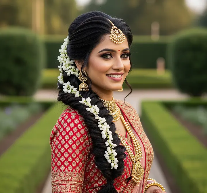 2. Mogra Adorned Side Braid